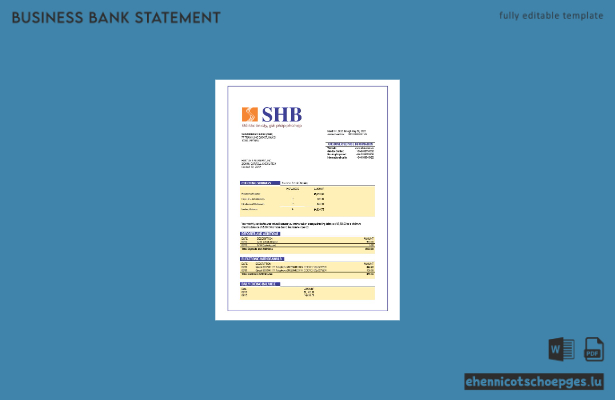 Beispiel eines Kontoauszugs der Saigon Hanoi Bank (SHB) als Word- und PDF-Datei (Vorschau)